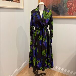 Psophía Silk watercolor dress with belt